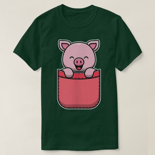 Camiseta Cerdo Pequeño En Cerdos Cubiertos De Bolsillo (Diseño del anverso)