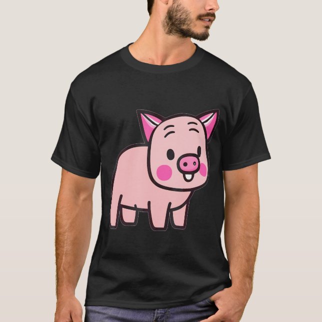Camiseta Cerdo Personalizado Cerdo Granja Animal Kawaii (Anverso)