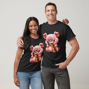 Camiseta Cerdo personalizado comiendo bacon