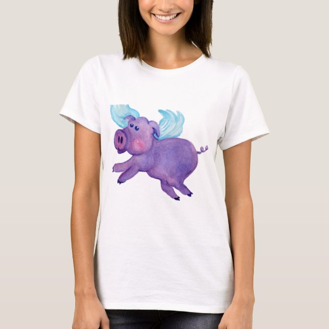 Camiseta Cerdo púrpura del vuelo (Anverso)