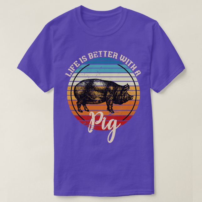 Camiseta Cerdo retro para animales de granja (Diseño del anverso)