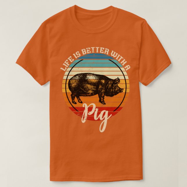 Camiseta Cerdo retro para animales de granja (Diseño del anverso)