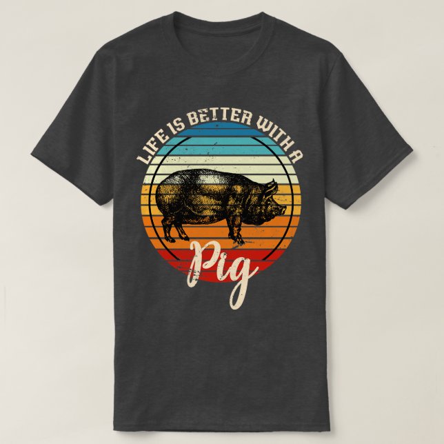 Camiseta Cerdo retro para animales de granja (Diseño del anverso)