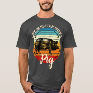 Camiseta Cerdo retro para animales de granja