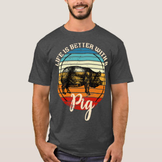 Camiseta Cerdo retro para animales de granja
