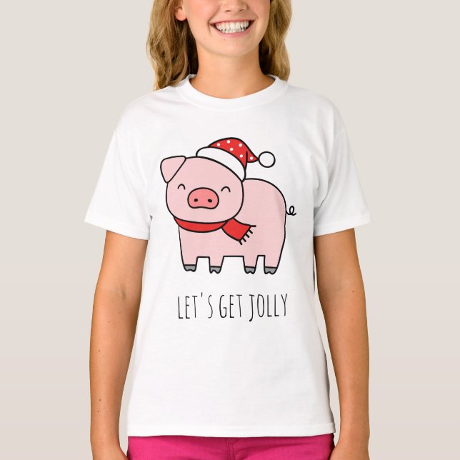 Camiseta Cerdo rosa lindo vamos a conseguir Navidades Minim (Anverso)