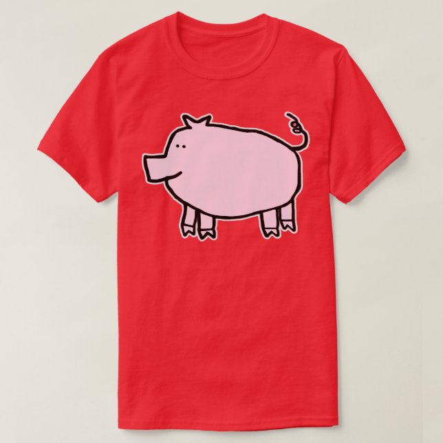 Camiseta Cerdo rosa suave a la izquierda (Diseño del anverso)