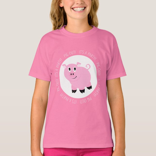 Camiseta Cerdo rosado es el Fiesta de tiempo de cerdo tonto (Anverso)
