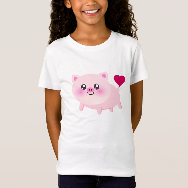 Camiseta Cerdo rosado lindo en negro (Anverso)