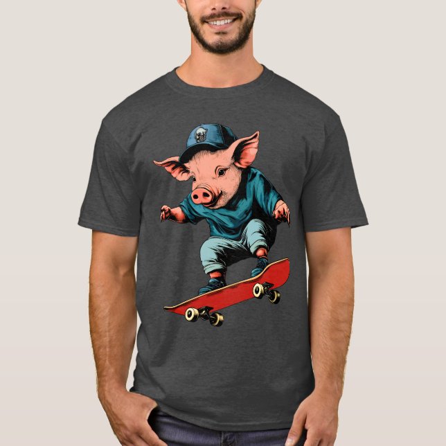 Camiseta Cerdo skateboard T-Shirt (Anverso)