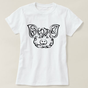 Camiseta Cerdo tribal blanco y negro