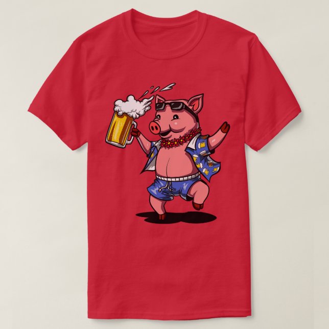 Camiseta Cerdo Vino Beber Lover Funny Cerdo Granero (Diseño del anverso)