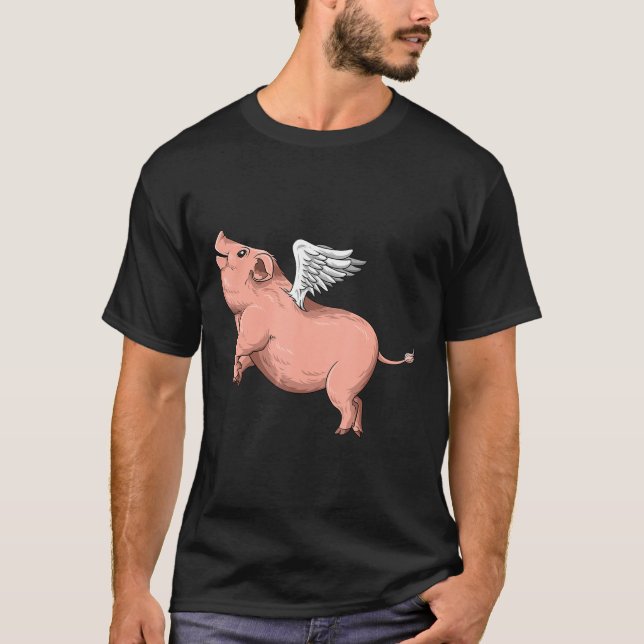 Camiseta Cerdo volador con alas amantes de los cerdos volad (Anverso)