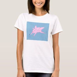 Camiseta Cerdo volador rosa haciendo tés de estrellas azule