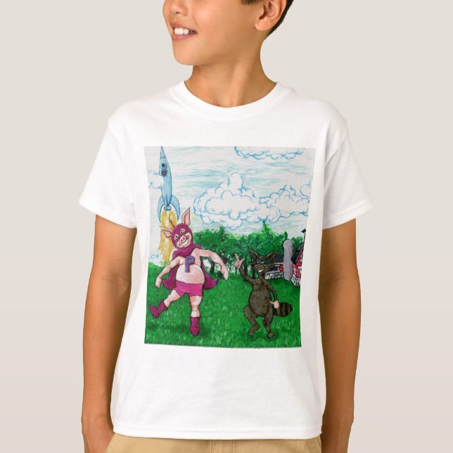 Camiseta Cerdo y mapache y un Rocket (Anverso)