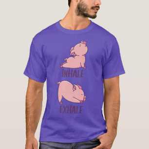 Camiseta Cerdo Yoga Cute Cerdos Doing Sport Inhale Exhale P