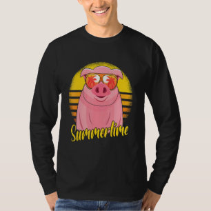 Camiseta Cerdos de vacaciones de verano Pig Retro Sunset Be