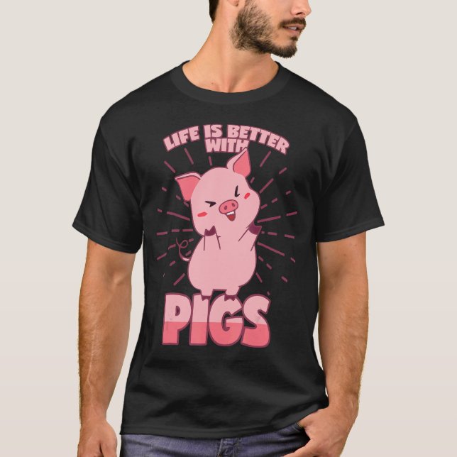 Camiseta Cerdos diciendo lechón rosado (Anverso)