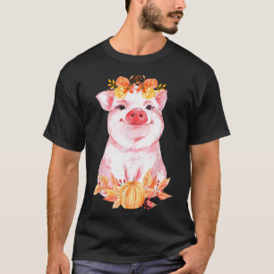 Camiseta Cerdos Graciosos Cerdo Floral Otoño Granja Granja 