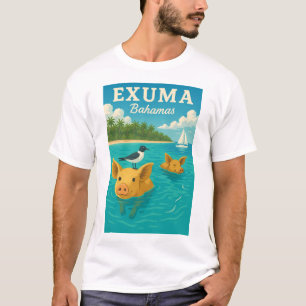 Camiseta Cerdos nadadores de las Bahamas Playa Tropical Exu