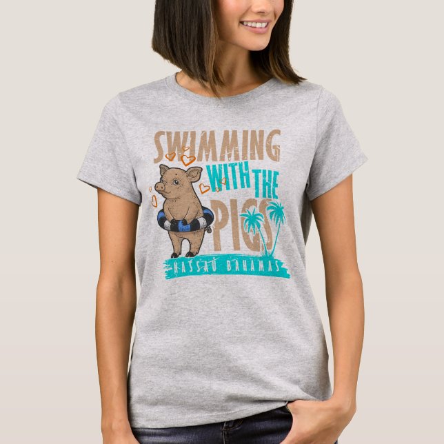 Camiseta Cerdos Natación Bahamas Vacaciones Cruise Bahamas (Anverso)