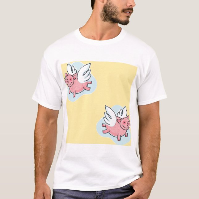 Camiseta Cerdos voladores para el té masculino del año nuev (Anverso)