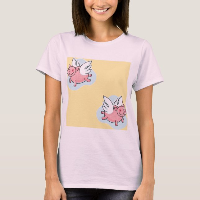 Camiseta Cerdos voladores para la mujer china de Año Nuevo  (Anverso)