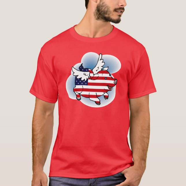 Camiseta Cerdos voladores patrióticos - 4 de julio - 4 de j (Anverso)