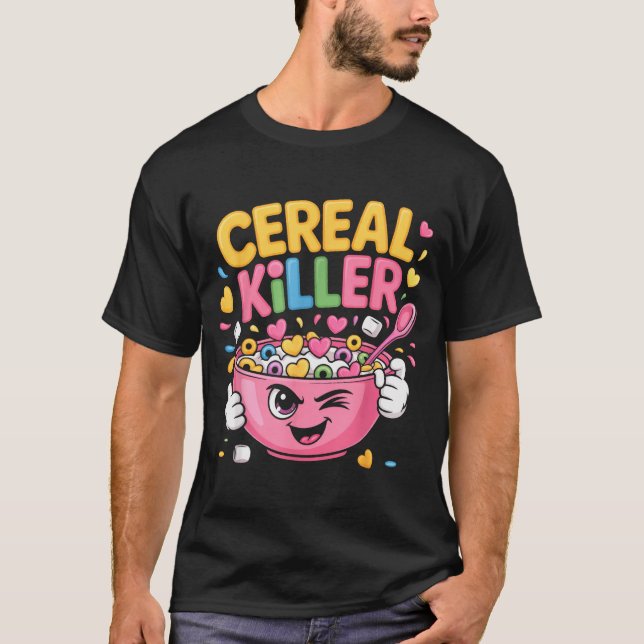 Camiseta Cereal Killer Cartoon Bowl Funny Breakfast  (Anverso)