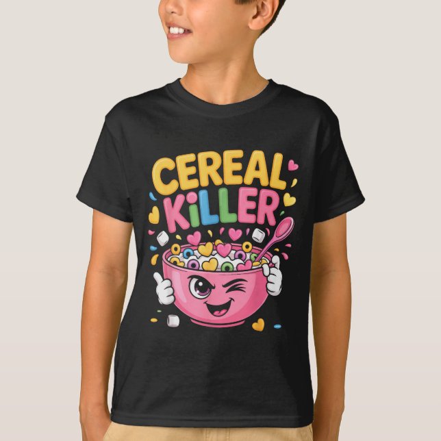 Camiseta Cereal Killer Cartoon Bowl Funny Breakfast  (Anverso)