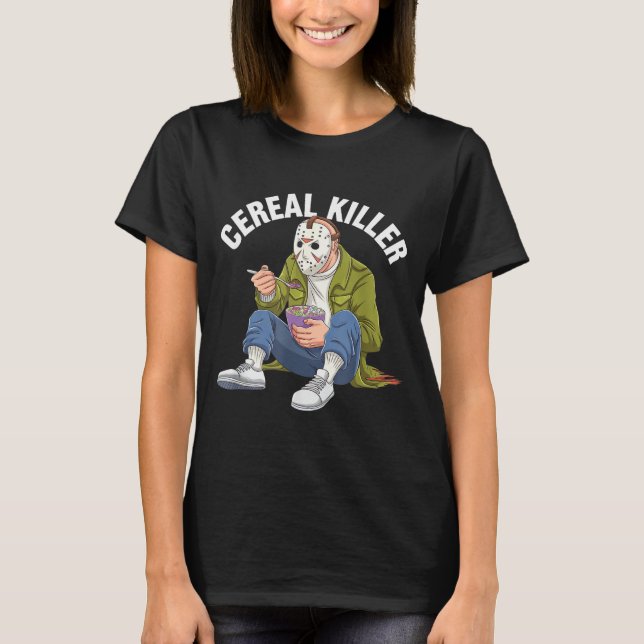 Camiseta Cereal Killer Funny Halloween Horror Movie Masked  (Anverso)