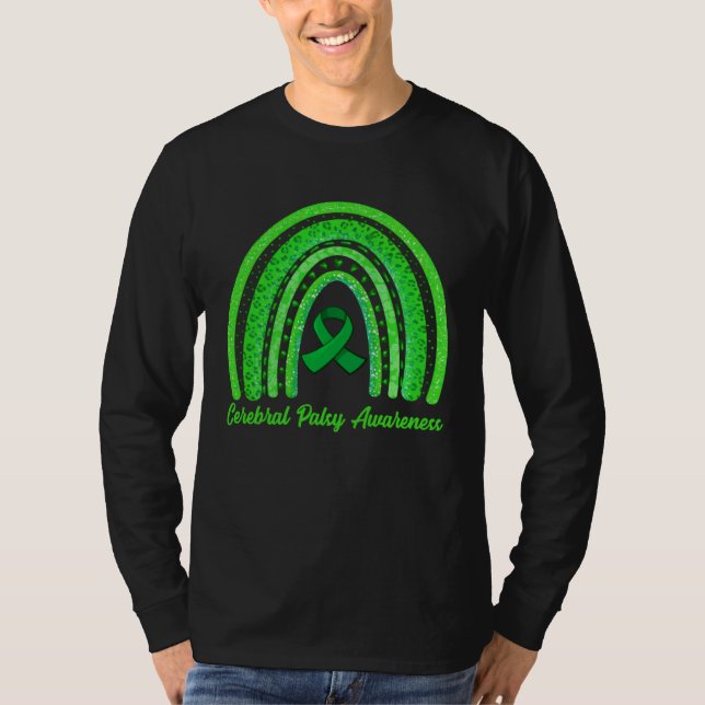 Camiseta Cerebral Palsy Awareness Month Retro Rainbow Brain (Anverso)