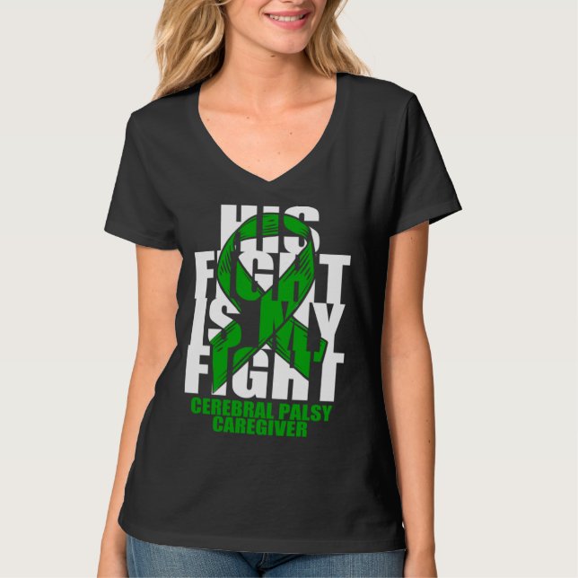 Camiseta Cerebral Palsy Caregiver Awareness Month Green Rib (Anverso)