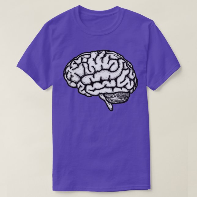 Camiseta Cerebro anatómico blanco y negro (Diseño del anverso)