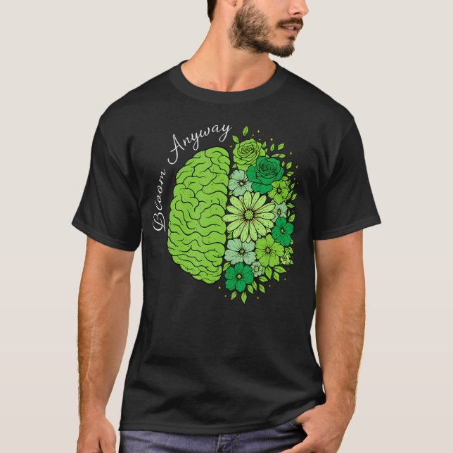 Camiseta Cerebro de Crecimiento de Salud Mental Florece de  (Anverso)