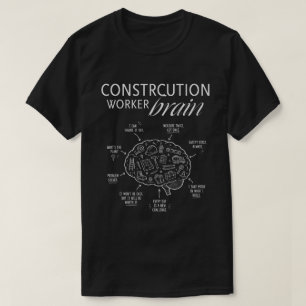 Camiseta Cerebro de Trabajador de Construcción – Divertido 