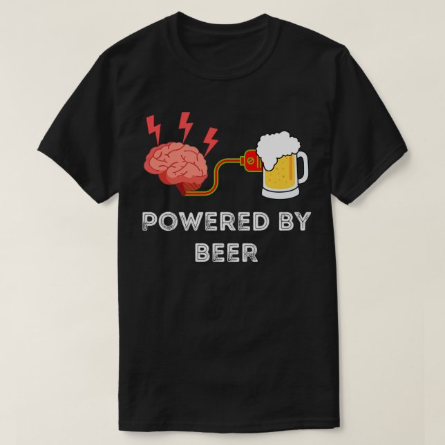 Camiseta Cerebro humano alimentado por cerveza (Diseño del anverso)