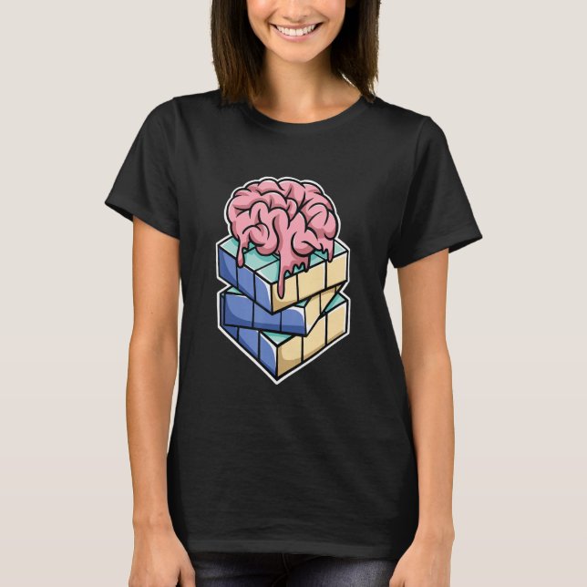 Camiseta Cerebro sobre el rompecabezas Cubing de velocidad  (Anverso)