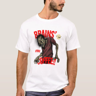 Camiseta Cerebros antes del café zombie tee