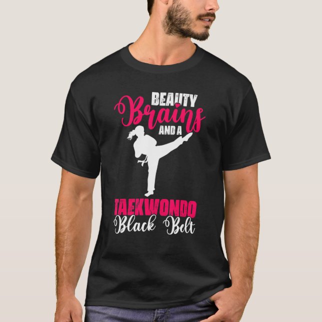 Camiseta Cerebros De Belleza Y Un Tejido Negro Taekwondo Ch (Anverso)