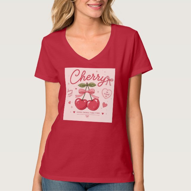 Camiseta Cereza linda  (Anverso)