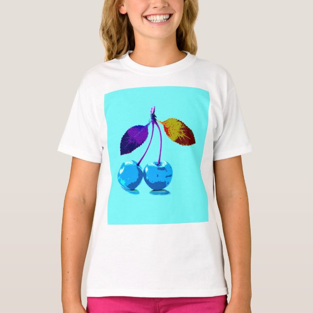 Camiseta Cerezas azules brillantes (Anverso)