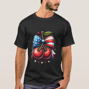 Camiseta Cerezas con Coquette Bow 4 de julio Pa norteameric