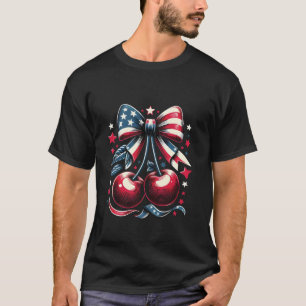 Camiseta Cerezas con Coquette Bow 4 de julio Pa norteameric
