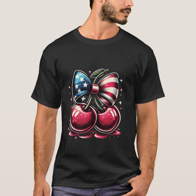 Camiseta Cerezas con Coquette Bow 4 de julio Pa norteameric (Anverso)