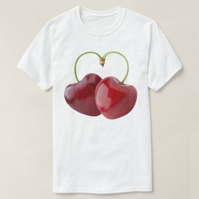 Camiseta Cerezas con forma de corazón (Diseño del anverso)