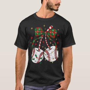 Camiseta Cerezas de béisbol lazo coqueto de Navidad Cerezas