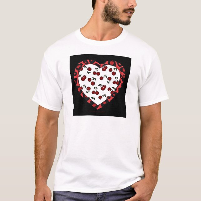 Camiseta Cerezas de Rockabilly RAB Estampado de Corazón de  (Anverso)