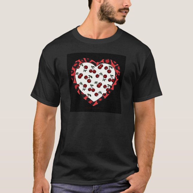 Camiseta Cerezas de Rockabilly RAB Estampado de Corazón de  (Anverso)