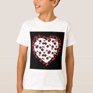 Camiseta Cerezas de Rockabilly RAB Estampado de Corazón de 